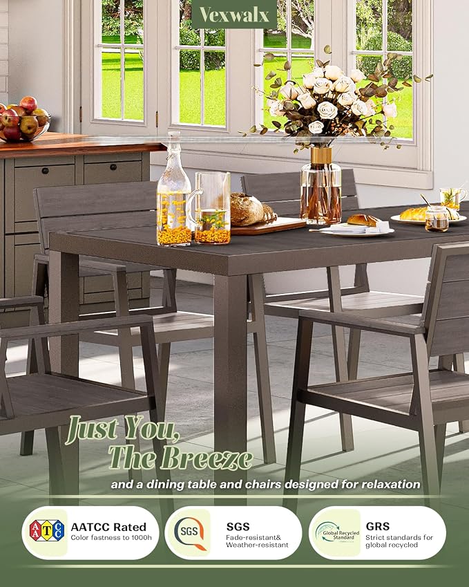 5-Piece Outdoor Dining Set, Aluminum Dining Table Set - Image 5