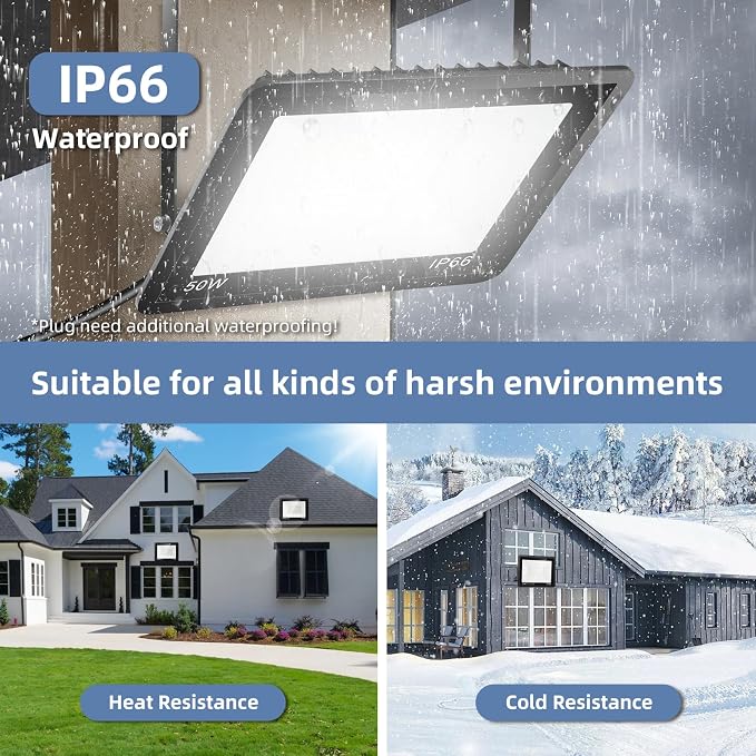 50W Flood Lights Outdoor, 8000LM Bright LED Work Light, IP66 Waterproof Outside - Image 5