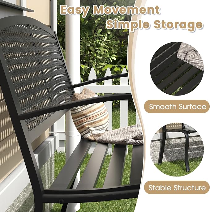 VICLLAX Outdoor Garden Bench, Metal Frame Patio Bench - Image 4