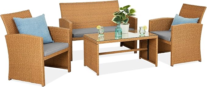 Best Choice Products 4-Piece Outdoor Wicker Patio Conversation Furniture Set by BestChoiceProducts