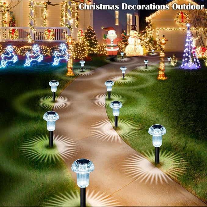Solar Lights Outdoor Pathway Waterproof 8 Pack Cold White LED Acrylic Mushroom - Image 9