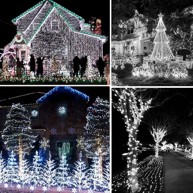 Dazzle Bright 2 Pack Total 400LED 132FT White Christmas Solar String Outdoor - Image 5