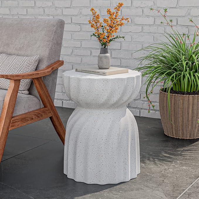 COSIEST Set of 2 Outdoor Side Table, Patio End Accent Table, Modern Stool Table - Image 2