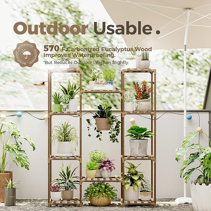 Bamworld Plant Stand Indoor Outdoor Hanging Shelf - Image 3