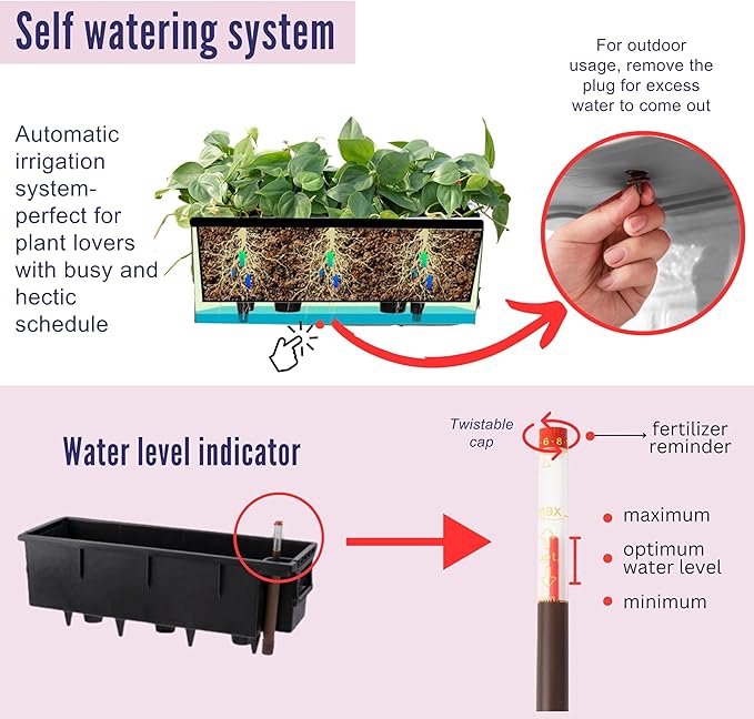 LaLaGreen Wall Hanging Planter Outdoor Wall Mounted Self Watering System Window - Image 3