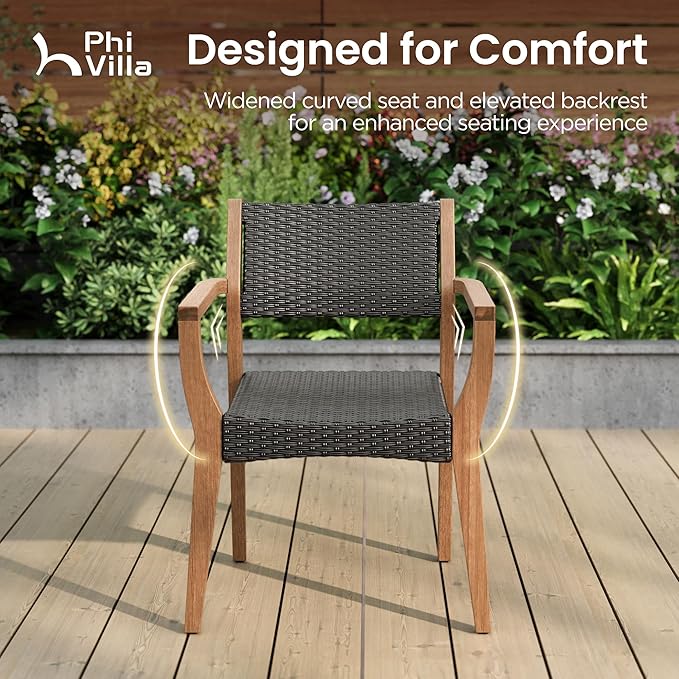 PHI VILLA 7 Pieces Acacia Wood Outdoor Dining Set - Image 5