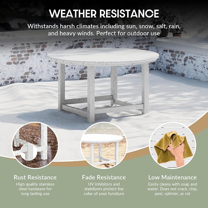 WestinTrends Malibu Low Outdoor HDPE Round Patio Coffee Table - Image 4