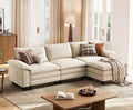LINSY HOME 123'' Modular Sectional Sofa Beige Couch Corduroy Cloud Couches by LINSYHOME