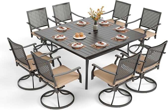 PHI VILLA 9 Pieces Outdoor Dining Set by PHIVILLAThepioneerofcomfortablehouseholdsupplies