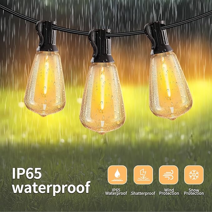 Outdoor String Lights with Remote, 50ft 25 Bulbs Low Voltage Patio Lights - Image 7