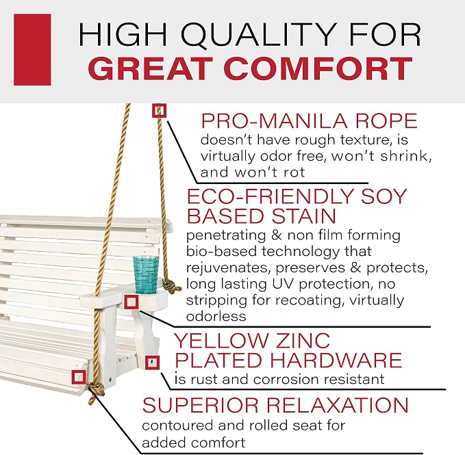 Amish Casual Heavy Duty 800 Lb Roll Back Treated Porch Swing - Image 3