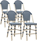 PURPLE LEAF French Counter Height Bar Stool Set of 4 25" White Print Finish by PURPLELEAF