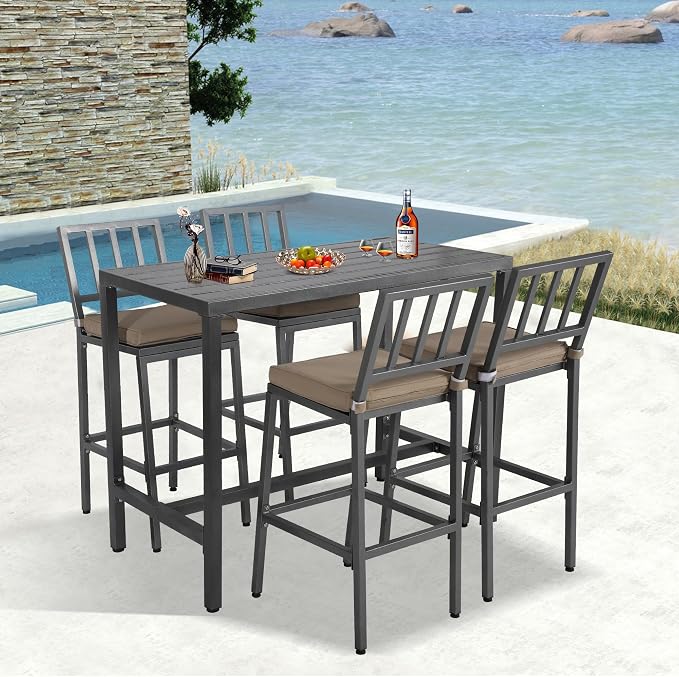 Outdoor Patio Bar Set, Bar Height Patio Dining Set, Weather-Resistant Bistro - Image 7