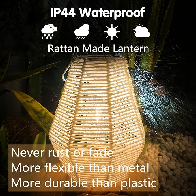 Outdoor Solar Lantern Hanging Decorative Rattan Lanterns - Image 3
