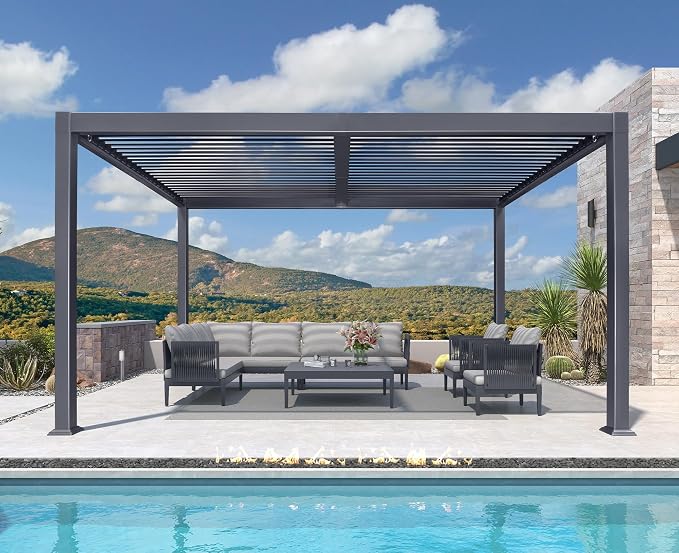 PURPLE LEAF Louvered Pergola 10' x 14' Aluminum Outdoor Pergola - Image 2