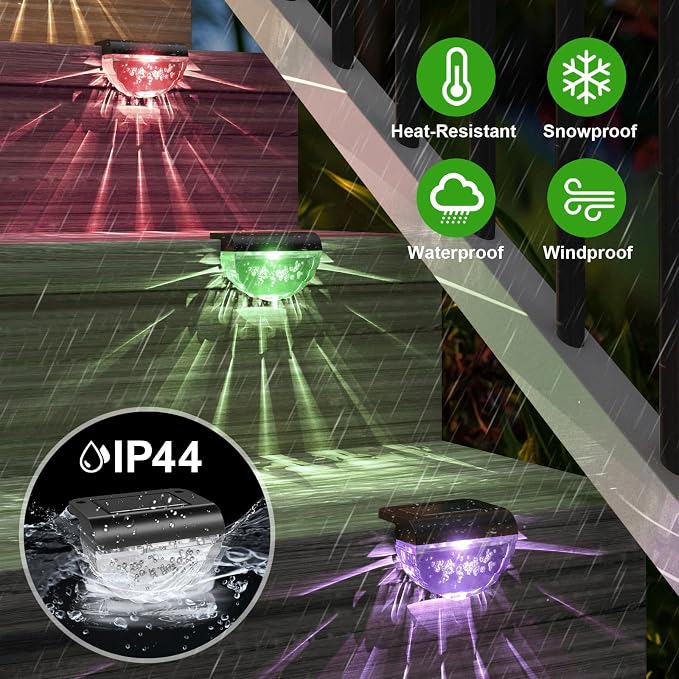 12 Pack Solar Deck Lights Outdoor, Solar Step Lights Waterproof - Image 6