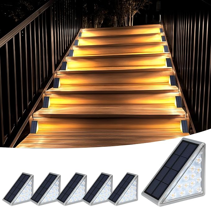 Solar Step Lights for Outside Waterproof IP67, Outdoor Stair Lights 6 Pack by XILLUMICORE