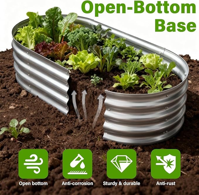 Galvanized Raised Garden Bed for Outdoor: 4X2X1ft Durable Metal Vegetable Plant - Image 4