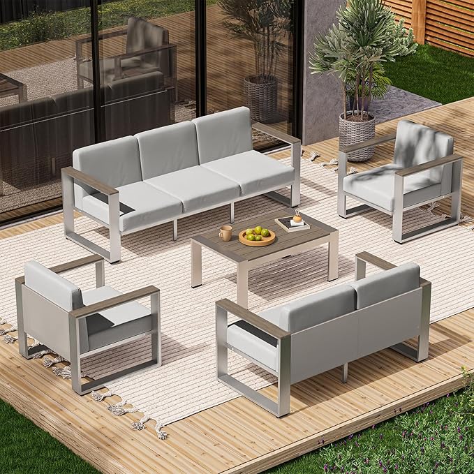 Outdoor Aluminum Loveseat, Modern Patio Patio Furniture - Image 8