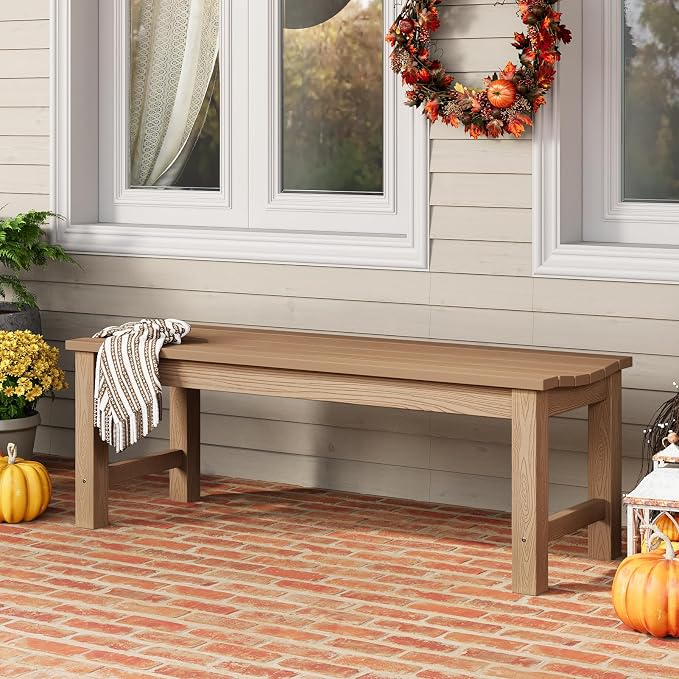 Outdoor Bench Set of 2, 2-Person Patio Backless Benches, HIPS Weatherproof - Image 6