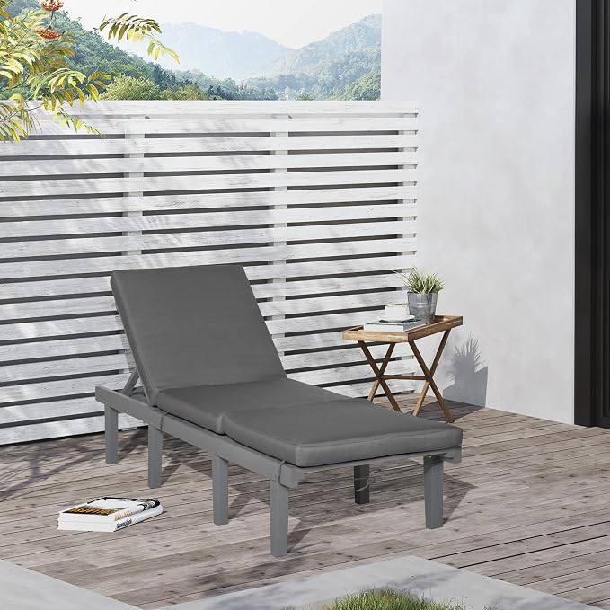Outsunny Chaise Lounge Chair for Outdoor, Wood Outdoor Chaise Lounge - Image 2