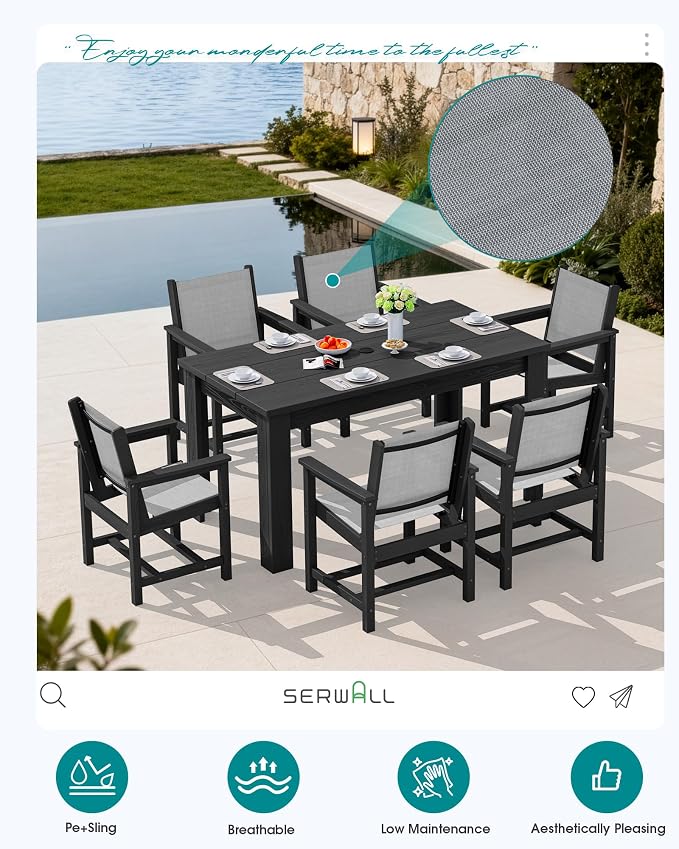 SERWALL 10 Piece Outdoor Dining Table Sets - Image 5