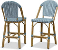 PURPLE LEAF French Counter Height Bar Stools Set of 2 Bamboo Print Finish by PURPLELEAF