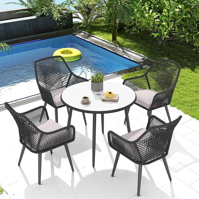 Patiorama 5-Piece Patio Dining Set, Outdoor Dining Table Chair Set, All-Weather by Patiorama