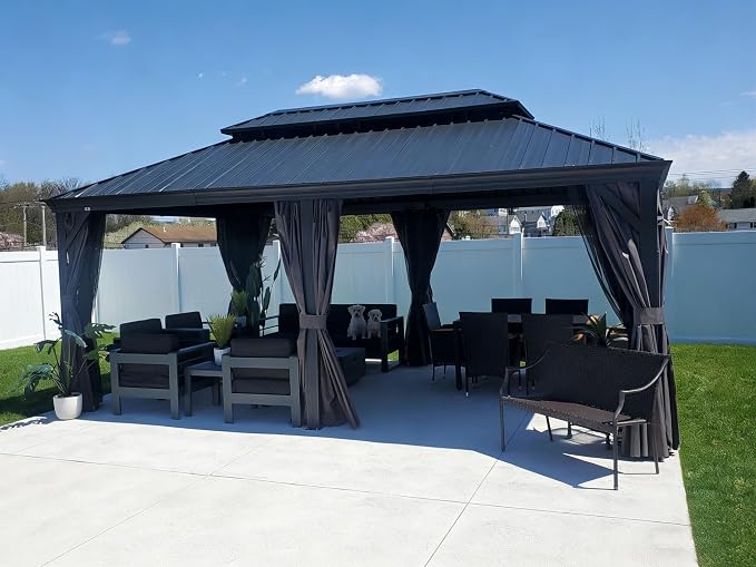 PURPLE LEAF 12' X 20' Permanent Hardtop Gazebo Aluminum Gazebo - Image 9