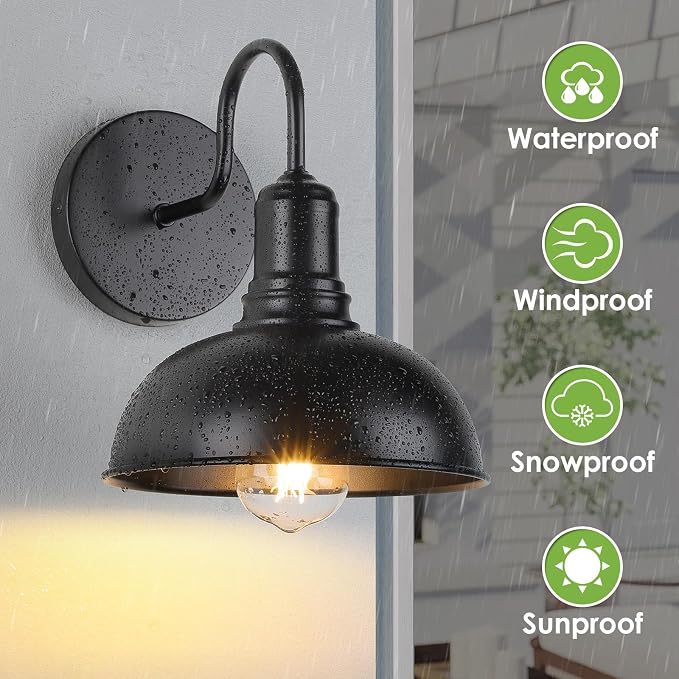 Outdoor Wall Sconce, 2 Pack Exterior Waterproof Farmhouse Barn Light Fixture - Image 3