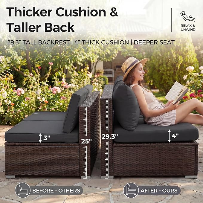 NICESOUL 6 Piece L Shape Outdoor Couch Set - Image 7