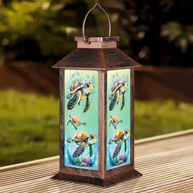 Outdoor Hanging Solar Lantern Waterproof Outside Turtle Pattern Landscape Lights - Image 6