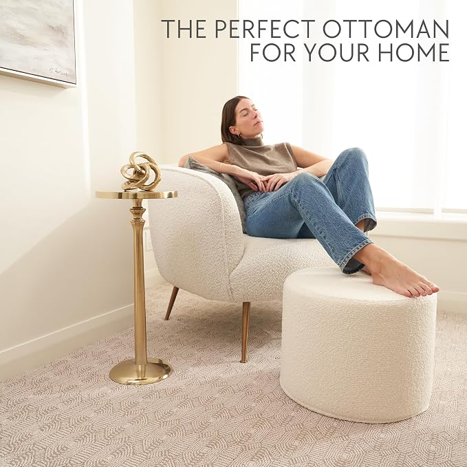 ZICOTO Beautiful Boucle Pouf Ottoman and Foot Rest - Image 2