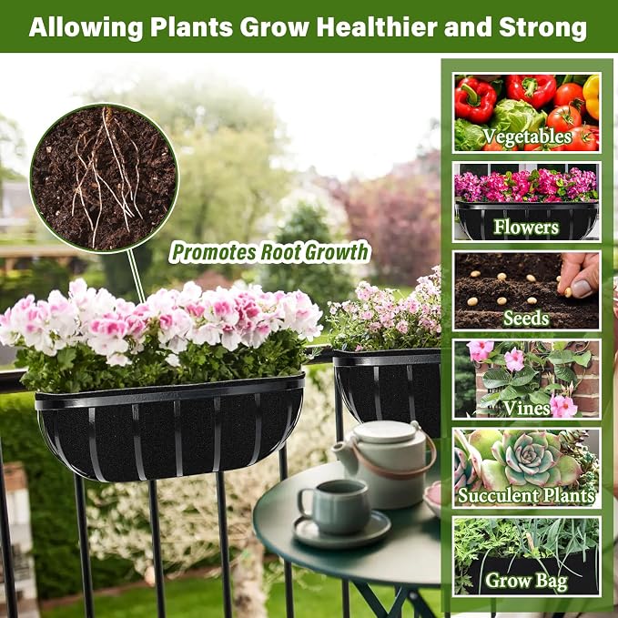Riare 4 Pack 36 Inch Black Felt Window Box Liners- Fabric Trough Planter Basket - Image 6