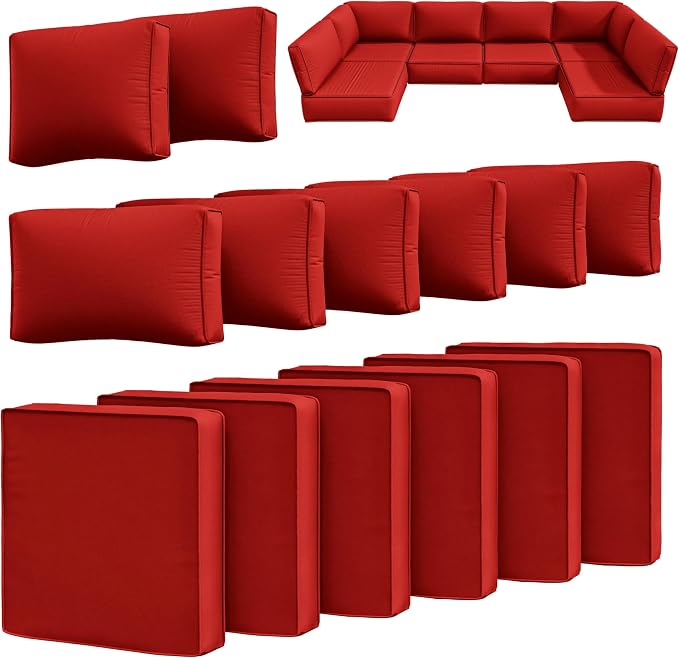 14 Pcs Outdoor Cushion Slipcovers Outdoor Patio Cushion Covers Replacement by Snubbull