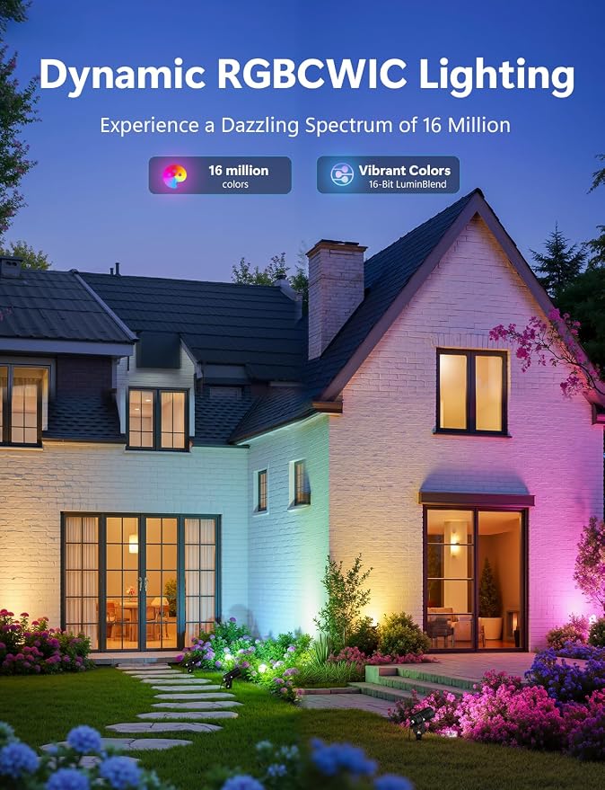 Smart Landscape Lights, APP Controlled RGBCW Color Changing Spot Lights - Image 2