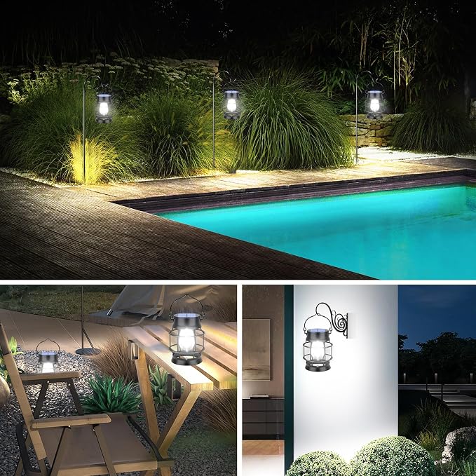 UBright 2 Pack Solar Lantern Lights Outdoor Waterproof Metal Hanging Solar - Image 6