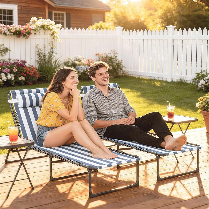 Outsunny Folding Chaise Lounge Chair Set of 2, Patio Sun Tanning Chair - Image 8