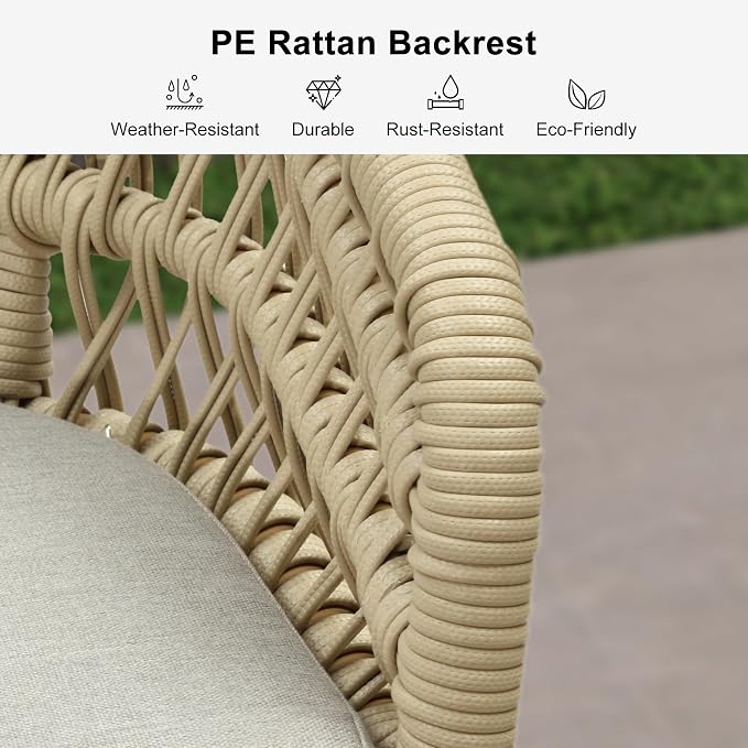 PURPLE LEAF Outdoor Rattan 29" Bar Stools Set of 4, Modern Boho Aluminum Patio - Image 5