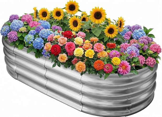 Galvanized Raised Garden Bed for Outdoor: 4x2x1ft Durable Metal Vegetable Plant by Unknown