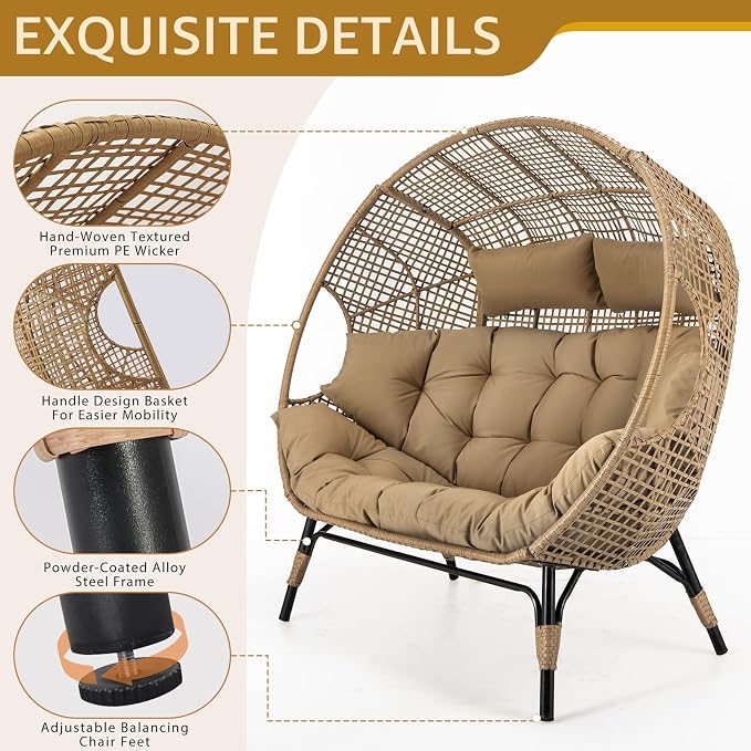 NICESOUL Indoor Outdoor Double Egg Chair - Image 5