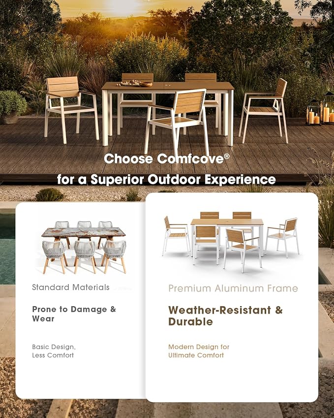 Outdoor Patio Dining Set, Aluminum & HDPS 5 Piece Outdoor Table and Chairs Set - Image 2