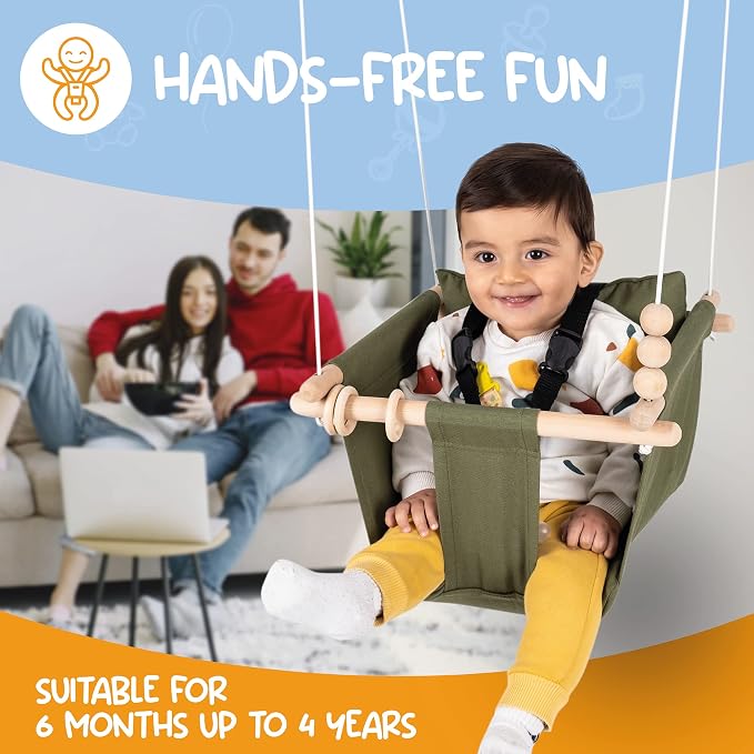 Indoor Outdoor Baby Swing with 3-Point Harness and Hardware - Image 4