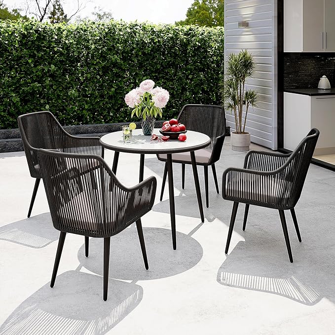 Patiorama 5-Piece Patio Dining Set, Outdoor Dining Table Chair Set, All-Weather - Image 2