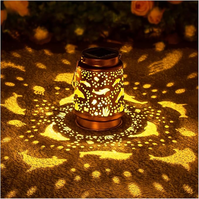 Dolphin Solar Lanterns Outdoor Waterproof Hanging Solar Lights Dolphin Gifts by EZTZEN