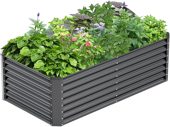 6x3x2FT Galvanized Raised Garden Bed, Galvanized Planter Boxes Outdoor by AyenGuard
