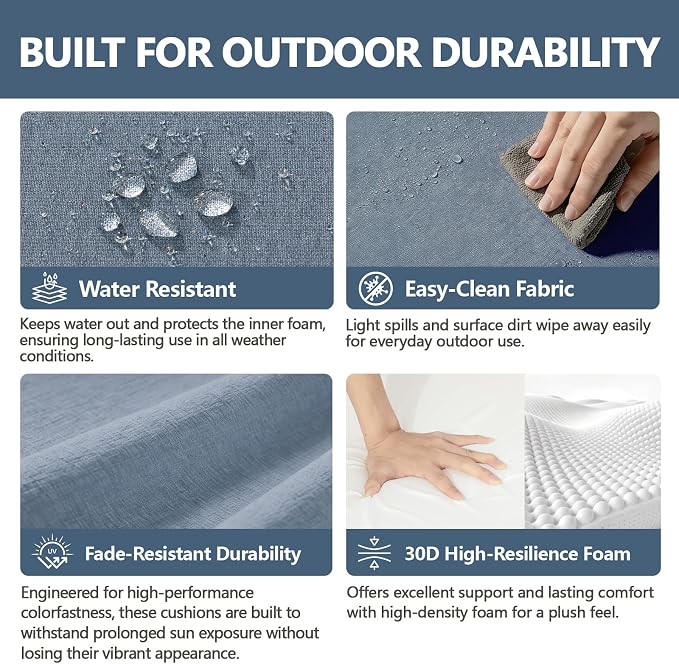 Goodgoods 22 x 24 Sunbrella Outdoor Patio Deep Seat Cushions 2-Pack, - Image 4