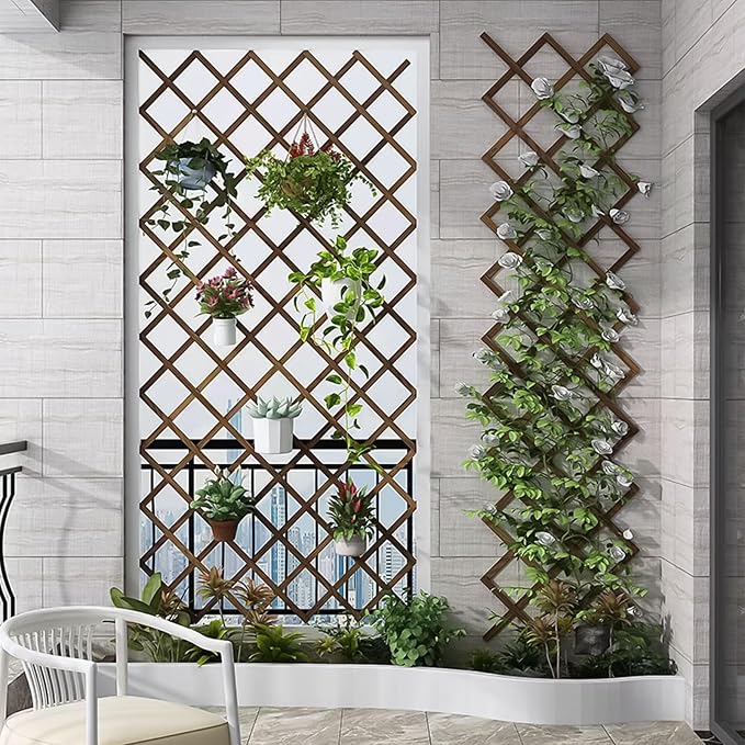 2 PCS Expandable Garden Trellis, Wooden Lattice Fence Wall Panel Lattice Panels - Image 5