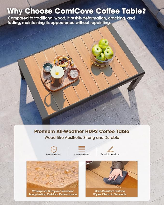 Aluminum Outdoor Patio Furniture Set 6 Seats, Outdoor Sectional Corner Sofa - Image 6
