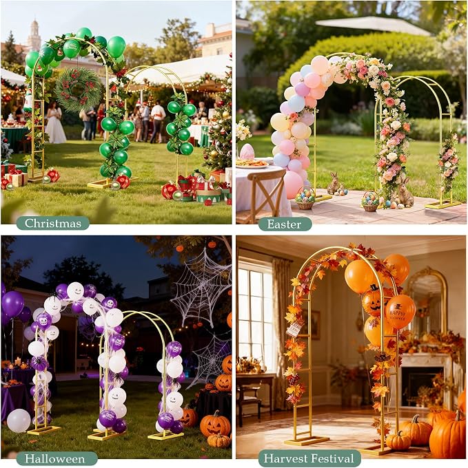 Arch Backdrop Stand 7.2FT, 6FT Set of 2, Metal Pergola Arbor Garden Arch Trellis - Image 5